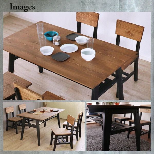 ヴィンテージ風 ダイニング5点セット ブラック 北欧風 インテリア 家具 テーブル チェア 椅子 MARWIL-DEMENAGEMENTS_CH