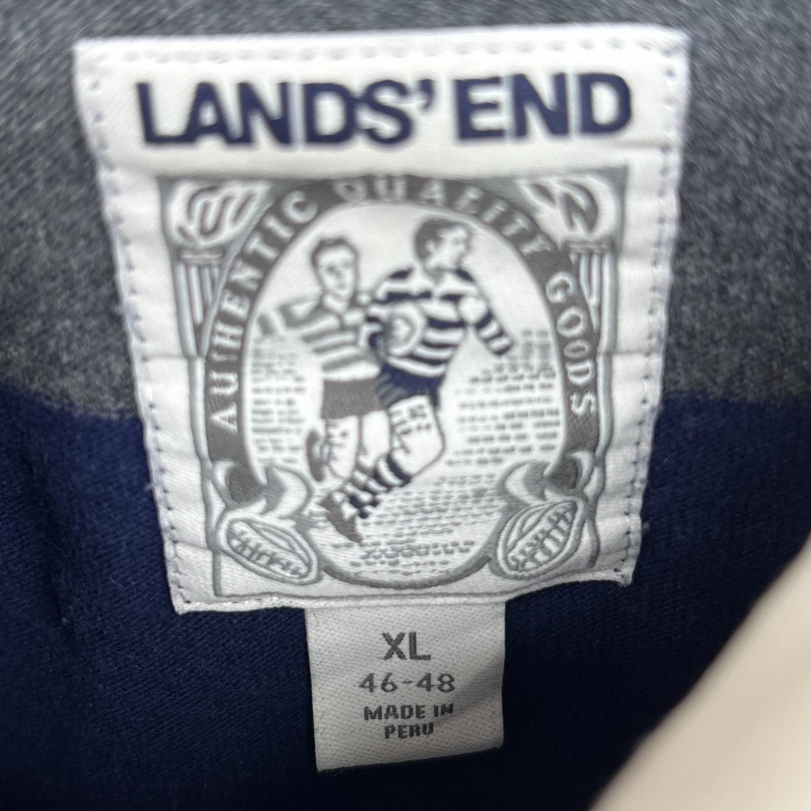 Lands end ボーダーラガーシャツ　vintage 90s 古着 古着 ランズエンド Lands' End 長袖 ラガーシャツ ボーダー柄