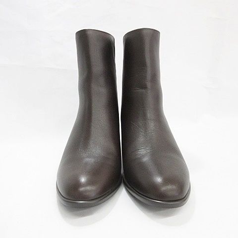  リズラフィーネ Riz raffinee ブーツ ショートブーツ バックジップ チャンキーヒール ブラウン 茶 24 1 2 EEE その他 ブーツ