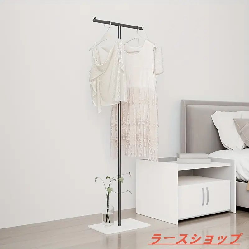 美品ハンガーラック ポールハンガー 洋服掛け 多機能 安定の大理石プレート ブラック+ホワイト おしゃれ 便利 2種類の高さ170cm カラーバリエーション 多機能 リビング クローゼット シンプル