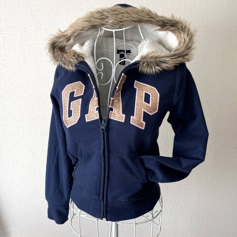GAP ネイビー パーカー 140cm GAP Sherpa Lined Faux Fur Zip Hoodie