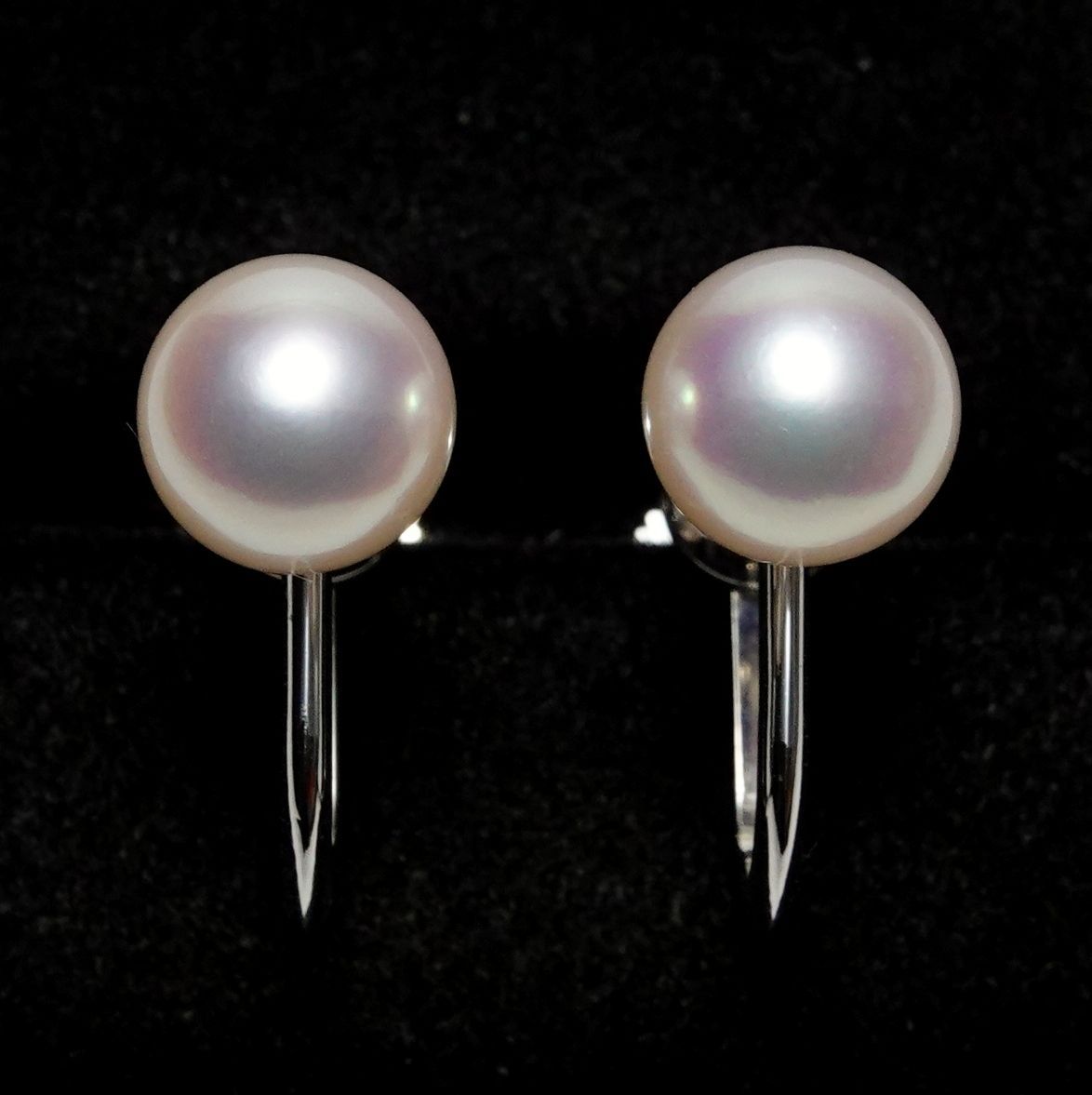 POLA ポーラ アコヤ真珠 約7.3mm K14WG イヤリング 花珠 鑑別書付き