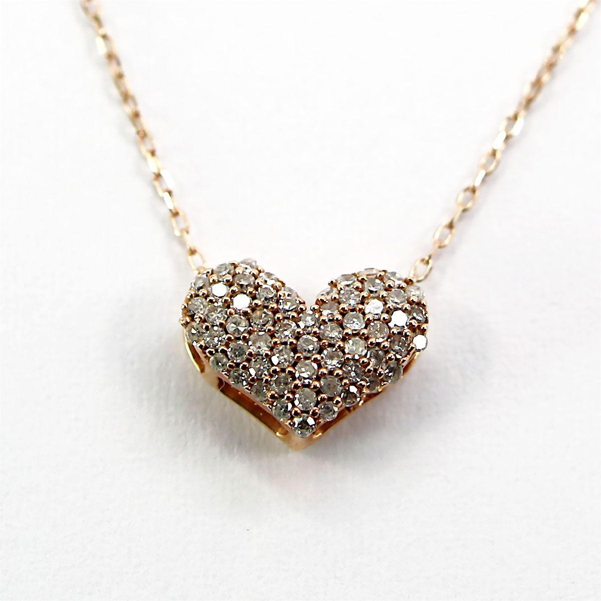 ネックレス K18 ダイヤモンド 0.13ct ハートデザイン 40cm 