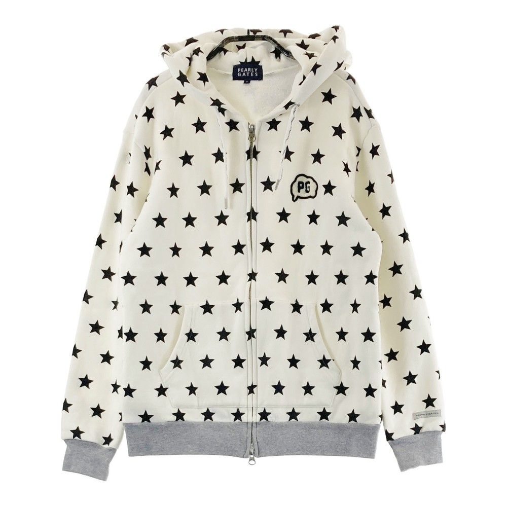 サイズ：1 PEARLY GATES パーリーゲイツ 長袖ジップパーカー 星柄 ホワイト系 [240101382270] ゴルフウェア レディース ストスト
