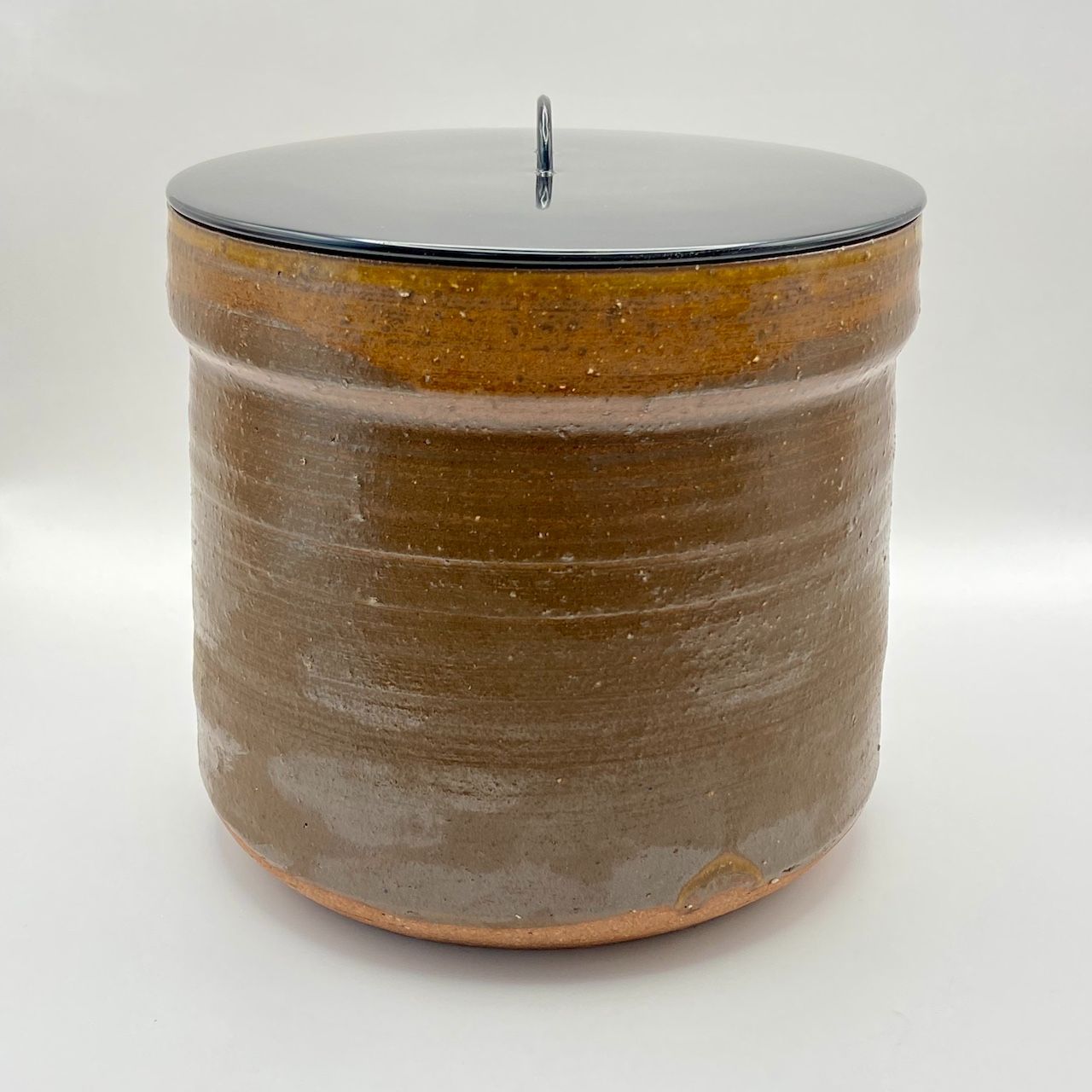 一重口水指 渋紙手 信楽 西尾香舟 共箱入 茶道具 茶器 塗蓋