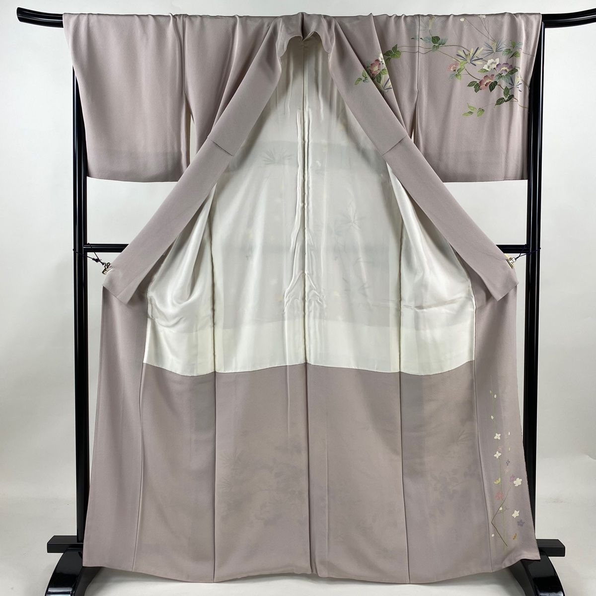 訪問着 身丈164.5cm 裄丈68.5cm L 袷 松本健一 落款 枝花 曲垣 ぼかし  