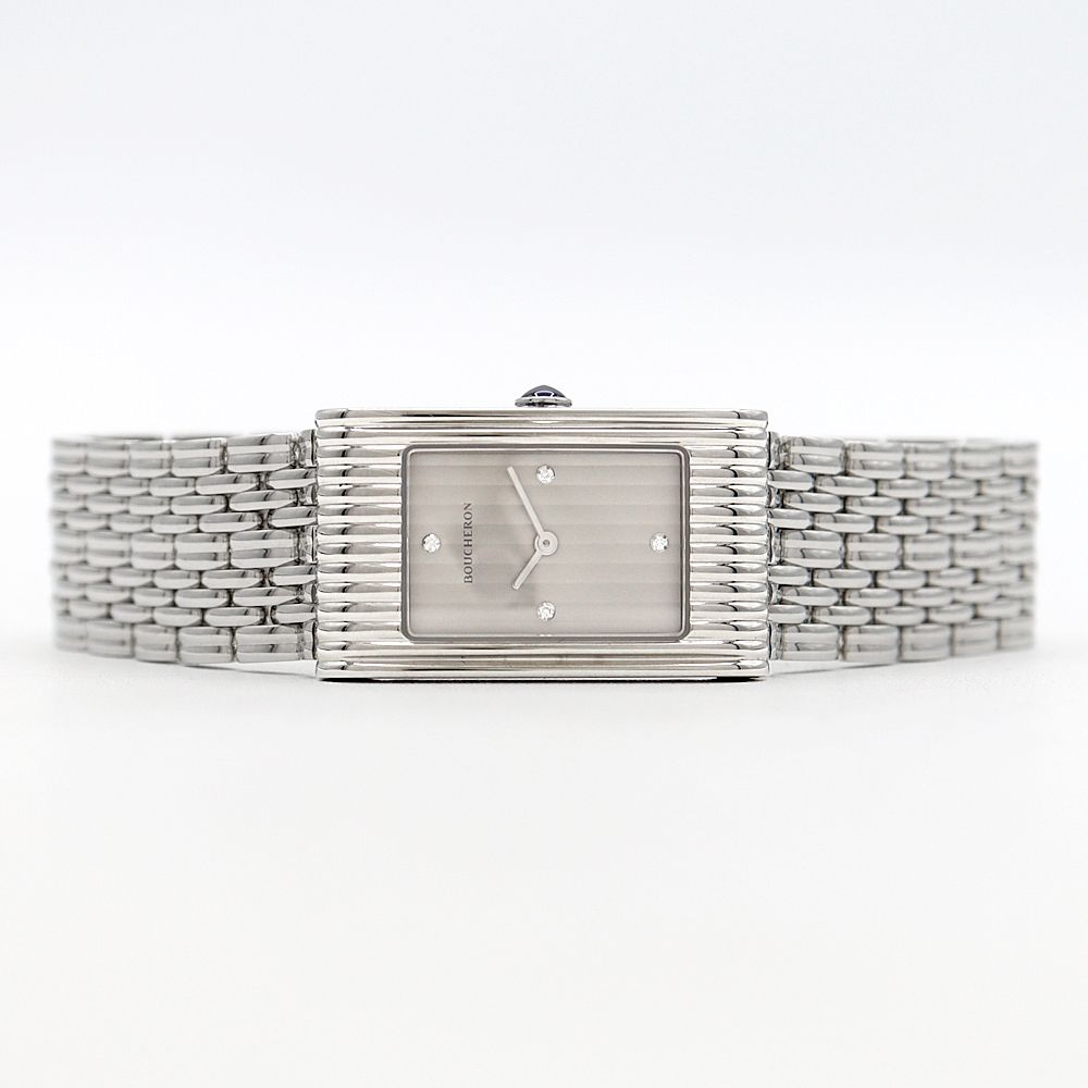 電池交換済 BOUCHERON ブシュロン リフレウォッチ ミディアム 4Pダイヤ  