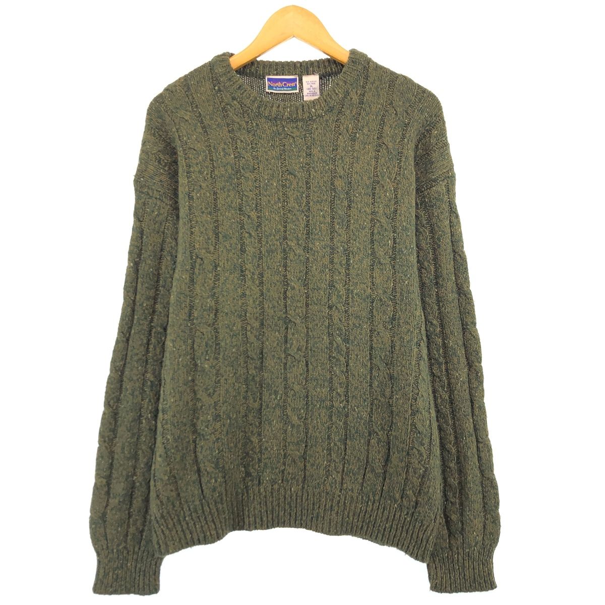 古着 NORTH CREST ケーブル編み アクリルニットセーター メンズXL/eaa389434