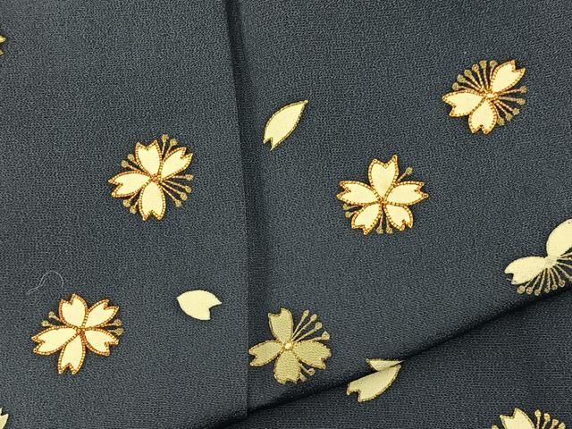 平和屋本店□極上 小紋 単衣 紗袷 舞桜文 やまと誂製 逸品4s601 （平和  