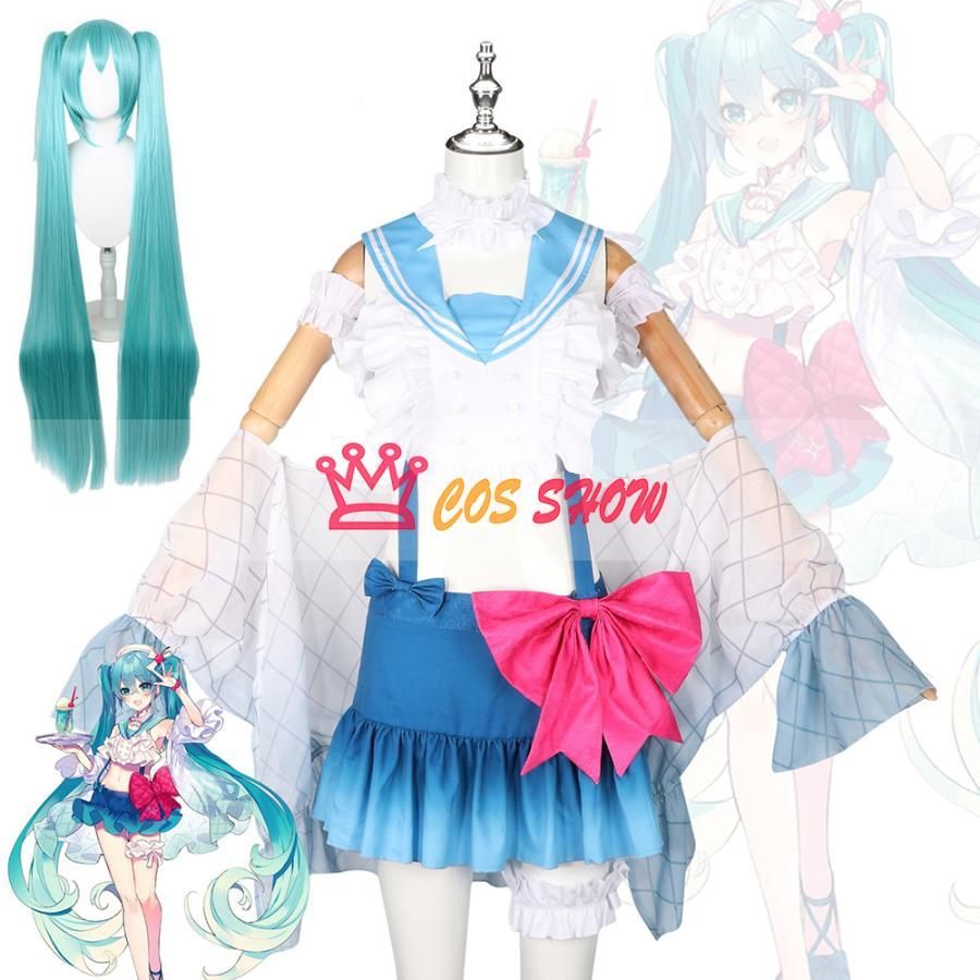 クリームソーダ 初音ミク コスプレ衣装 ウィッグ追加 cosplay仮装 制服 イベント クリスマス ハロウィン ステージ 文化祭 学園祭