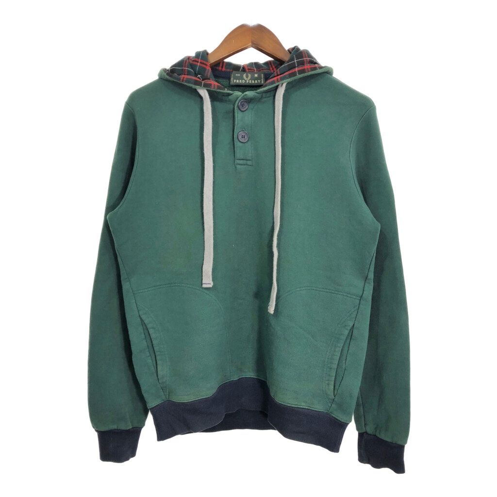 イタリア製 FRED PERRY フレッドペリー スウェット パーカー グリーン (メンズ M) 中古 古着 S2145