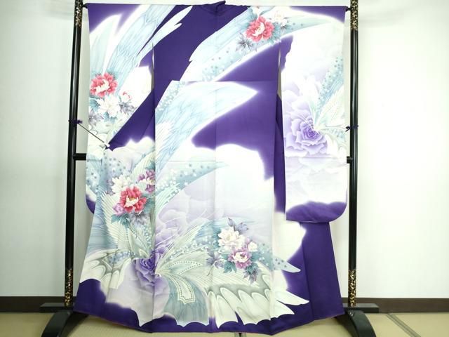 平和屋着物□豪華振袖 刺繍 草花文 暈し染め 金糸 正絹 逸品