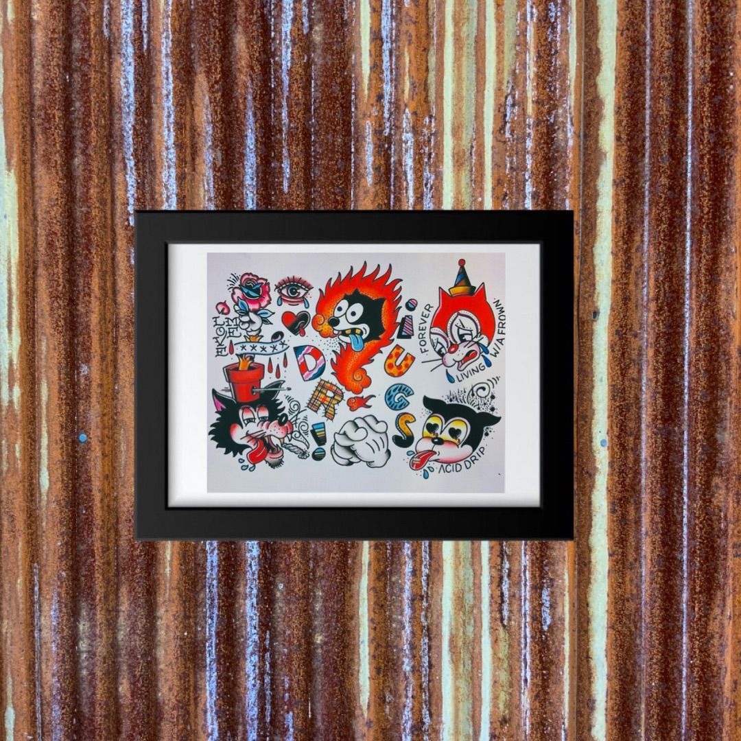 入墨アート大判ポスター フィリックス タトゥー ポスター 刺青 ハーレー ホットロッド