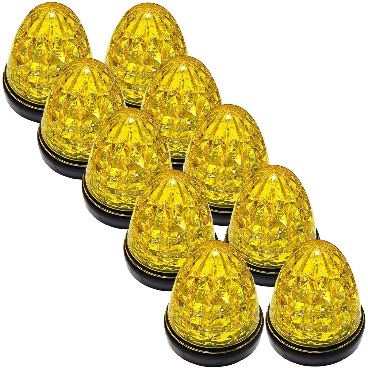 24V トラック用 LED マーカーランプ サイドマーカー クリスタルカット仕様 16LED 汎用 シーリングタイプ防水 イエローレンズ 10個セット
