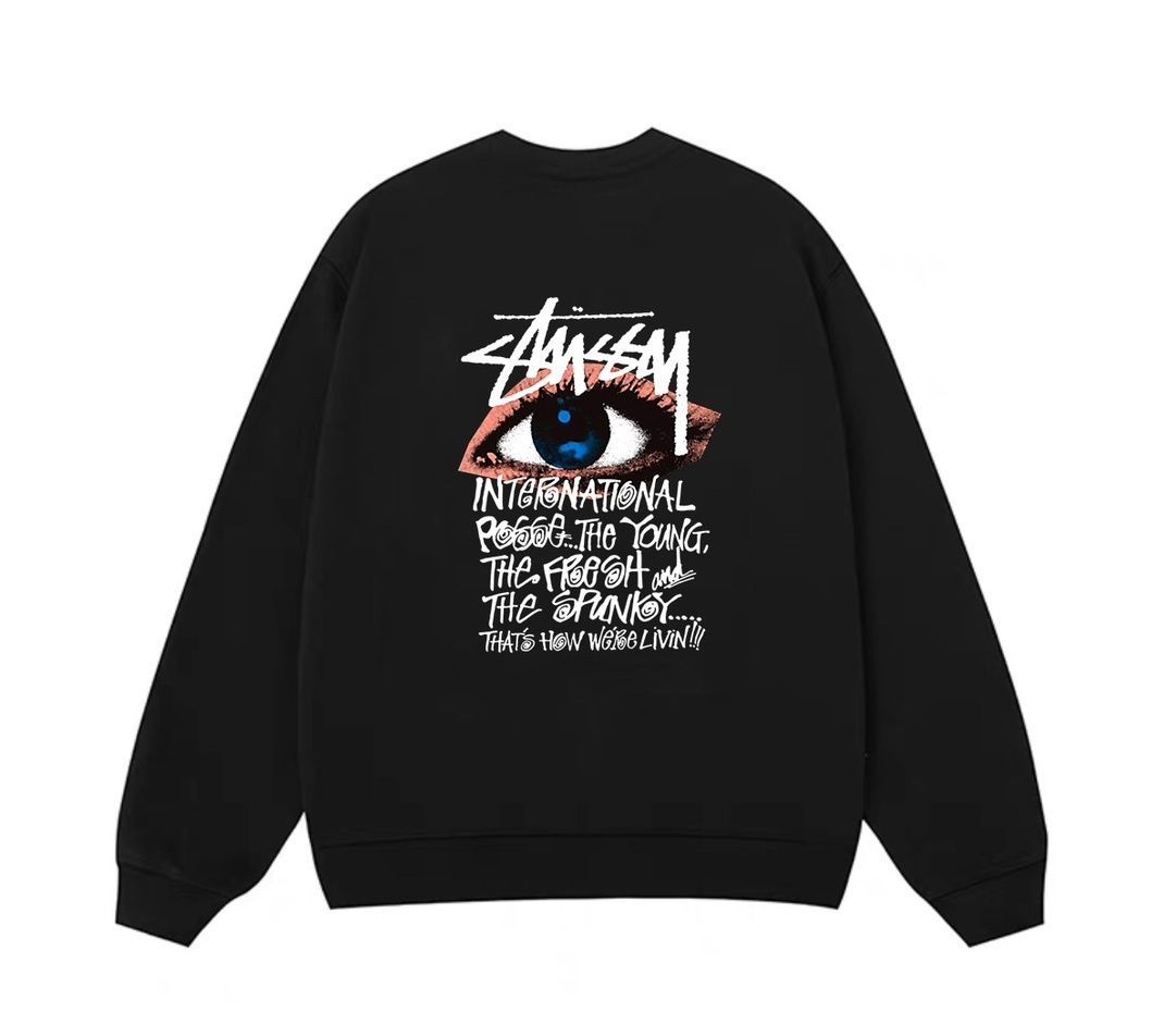 STUSSY（ステューシー）SS22 クラシックバックプリント ビッグロゴクルーネックスウェットシャツ 男女兼用 素材は350gの純綿フリース