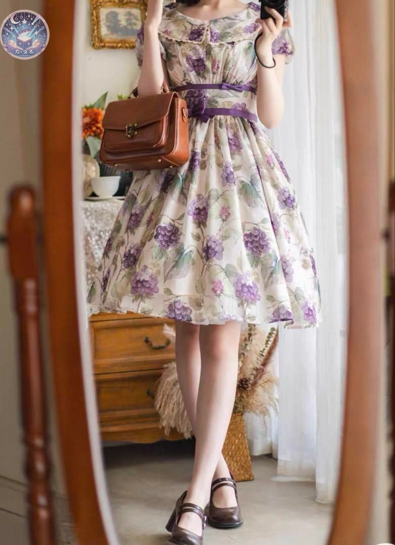 ♥ ぶどう柄ロリータワンピース お上品なスタイルでデートやお出かけに最適 WWW_IMPECCABLEHEALTHCARESERVICES_COM