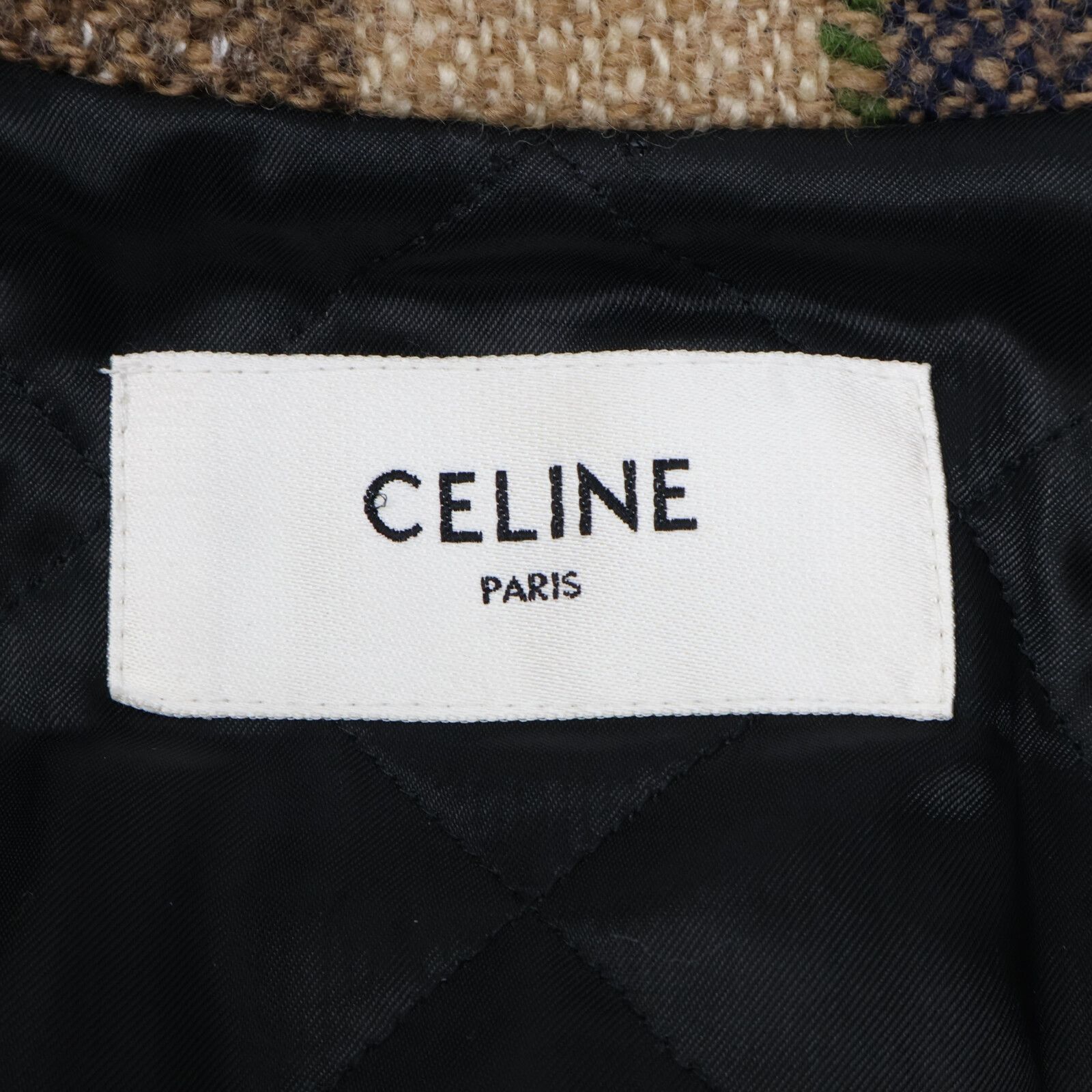 CELINE セリーヌ ﾌﾞﾗｳﾝ ﾁｪｯｸ柄 2W466758N 中綿ﾗｲﾅｰ ｼﾞｬｹｯﾄ 34 - メルカリ 