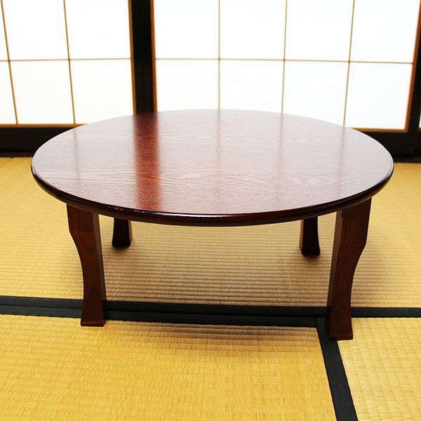 漆塗り折り畳み式円座卓 ちゃぶ台 卓袱台 木製 60cm 折りたたみ 丸型 円卓 漆器 漆塗り
