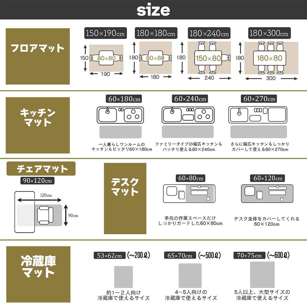 フリーリー ダイニングマット 透明 180×240cm クリアマット 1.5mm厚