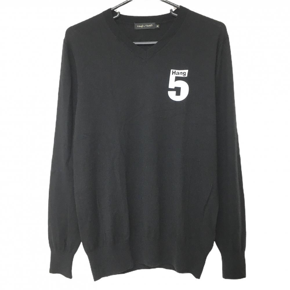美品】ラフアンドスウェル セーター 黒 Vネック 胸ナンバープリント  