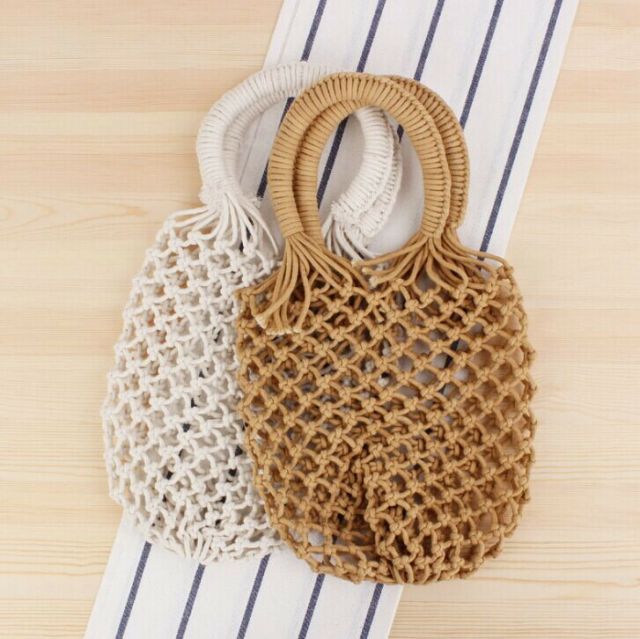 カゴバッグ トートバッグ ハンドバッグ ネット ナチュラル系 ハンドメイド 風 韓国 ファッション 雑貨 かわいい おしゃれ 北欧 送料無料 [K] (T)
