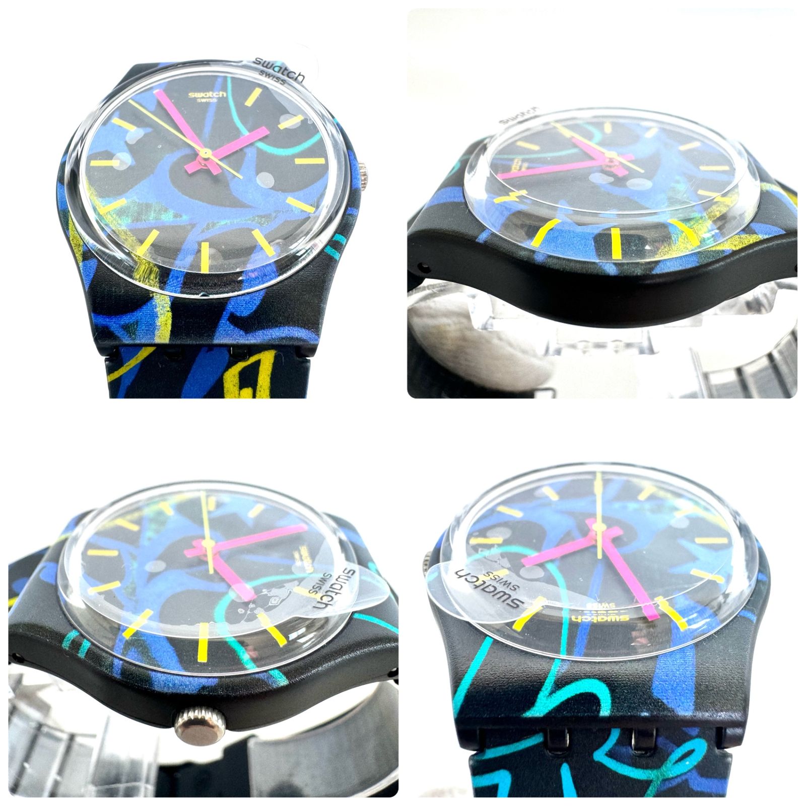 ほぼ未使用】スウォッチ SWATCH ナイトクラブ GB318 クォーツ 黒 