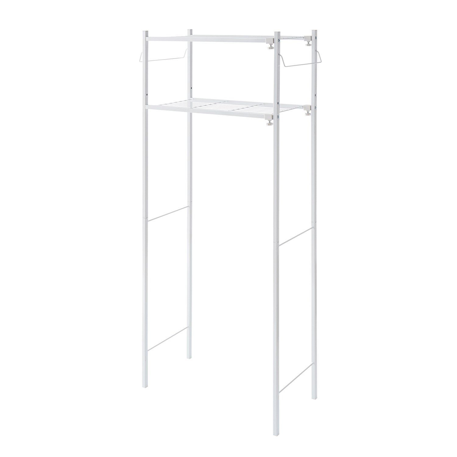 【在庫処分】ホワイト タオル掛け付き 幅58-80×奥行28.5×高149.5cm 角パイプ 棚2段 TLR-2 ランドリーラック SHINDO 平安伸銅工業 HEIAN
