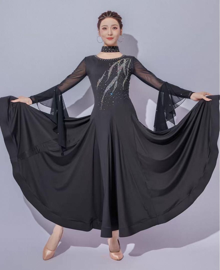 ストーン付きスタンダード向きワンピース✨ダンスパーティーや練習着にも最適 新品未使用 ストーン付きダンス練習用ワンピース スタンダードの練習着