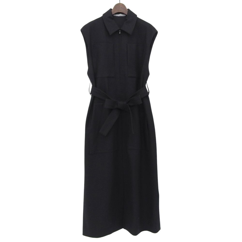 theory luxe セオリーリュクス ウール混 ジップアップ 2WAY ロングジレ ロングワンピース レディース ブラック 38 03-2302113 38