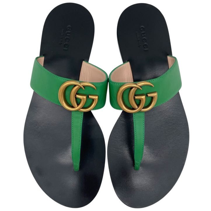 GUCCI サンダル グリーン 希少 カラー GUCCI グッチ トング サンダル 36 23cm GG GG