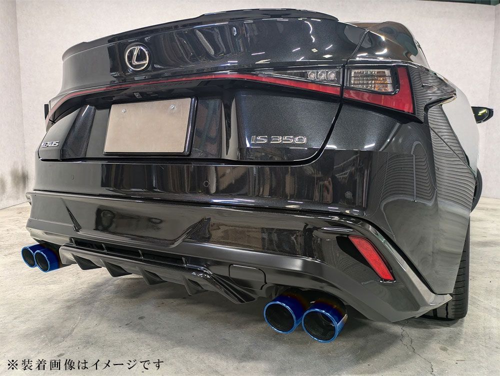 2本出しx2本 段付マフラーカッター　チタン焼き　右長 左長　デュアルマフラー