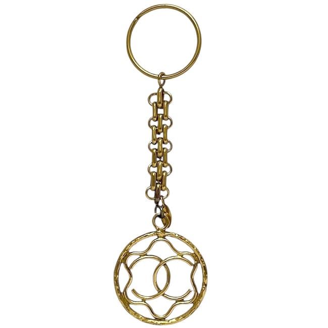 CHANEL シャネル ロゴ プレート キーホルダー チャーム GPゴールド シャネル キーホルダー ゴールド ココマーク 美品 GP 中古