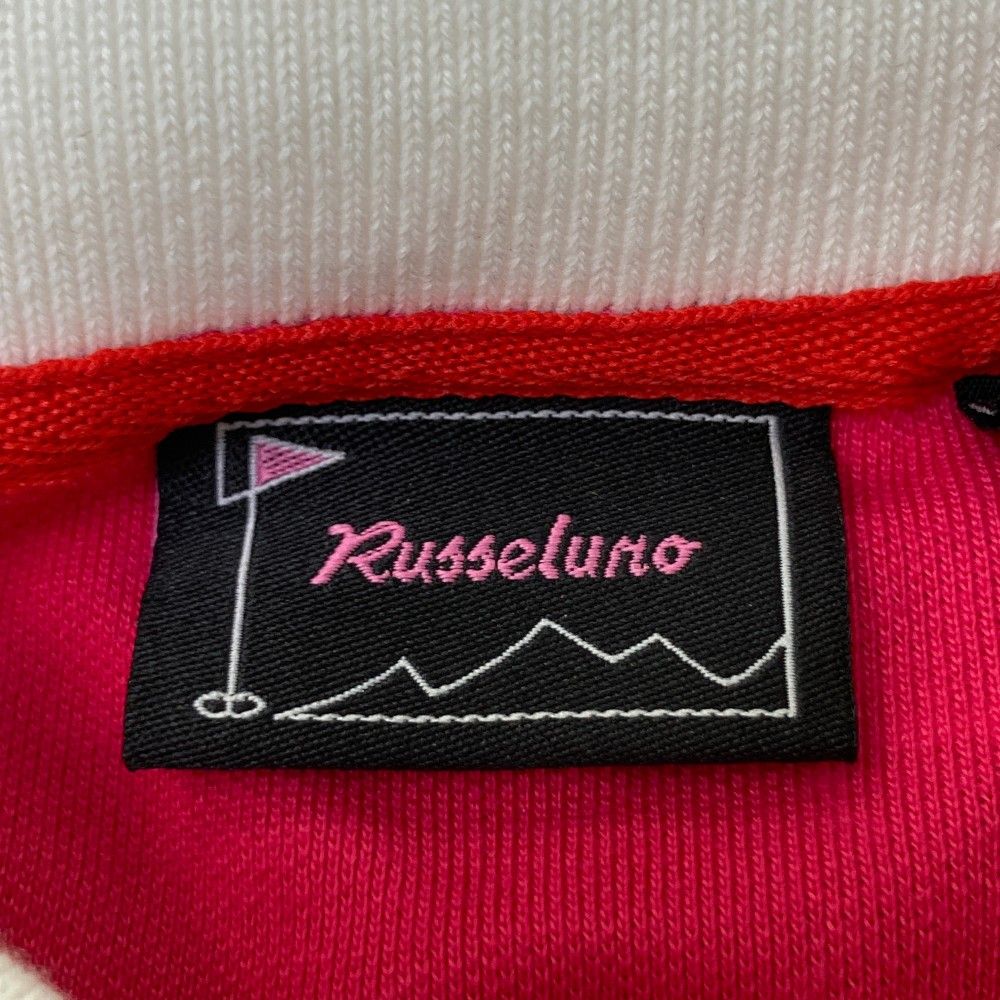 サイズ：2 RUSSELUNO ラッセルノ 半袖ポロシャツ 総柄 ピンク系