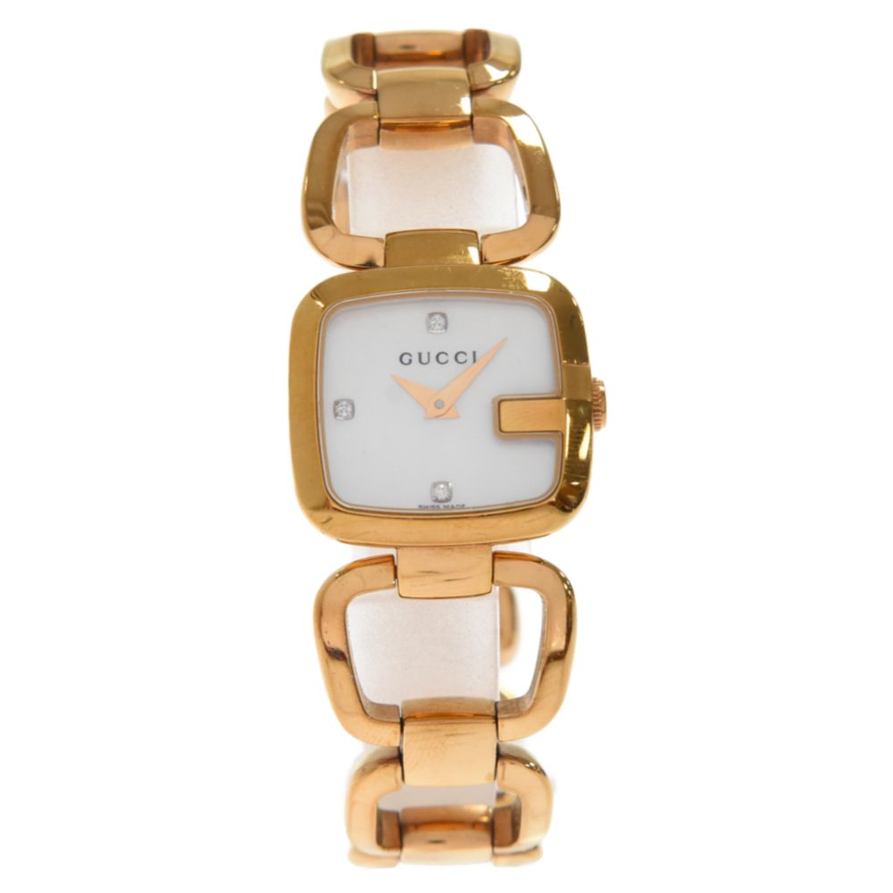 【美品・電池新品】GUCCI 125.5 Gコレクション シェル 3Pダイヤ 美品・電池新品】GUCCI 125.5 Gコレクション シェル 3Pダイヤ