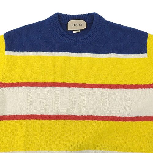 GUCCI(グッチ) ロゴ編み ボーダー マルチカラーニット トップス GUCCI(グッチ) ロゴ編み ボーダー マルチカラーニット トップス