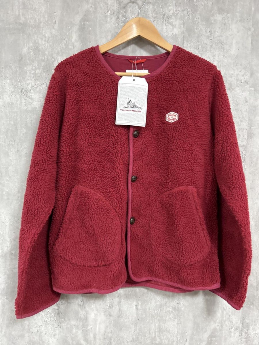 Vincent et Mireille ノーカラー タグ付♥品 ボア ジャケット size42|赤 ◆ ◎メンズ