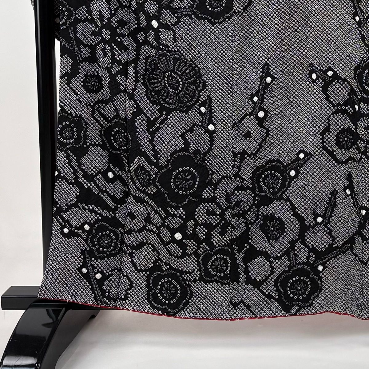 振袖 身丈159cm 裄丈68cm L 袷 袋帯フルセット 梅 総絞り 黒 正絹