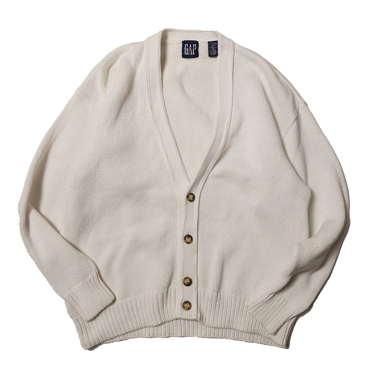 美品 90's Vintage GAP コットンニットカーディガン 90's ギャップ GAP コットン ニット カーディガン 白 (S) ホワイト 90