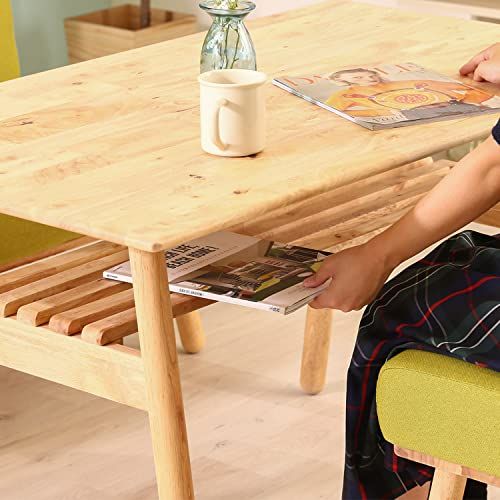 角が丸い 天然木 棚付き ヘームル 収納 ナチュラル Natural 幅120×奥行70×高さ66cm Signature 4人用 ダイニングテーブル 37007 不二貿易 Fujiboeki