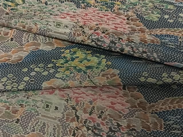 平和屋着物○本場大島紬 一元7マルキ 総絣 渡り橋風景草花文 正絹 逸品