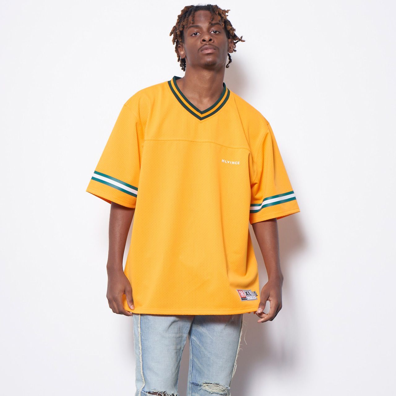 【美品】メルヴィンス FOOTBALL SHIRT Tシャツ L S3079 MLVINCE メルヴィンス S/S FOOTBALL SHIRT WHITE 半袖 メッシュ