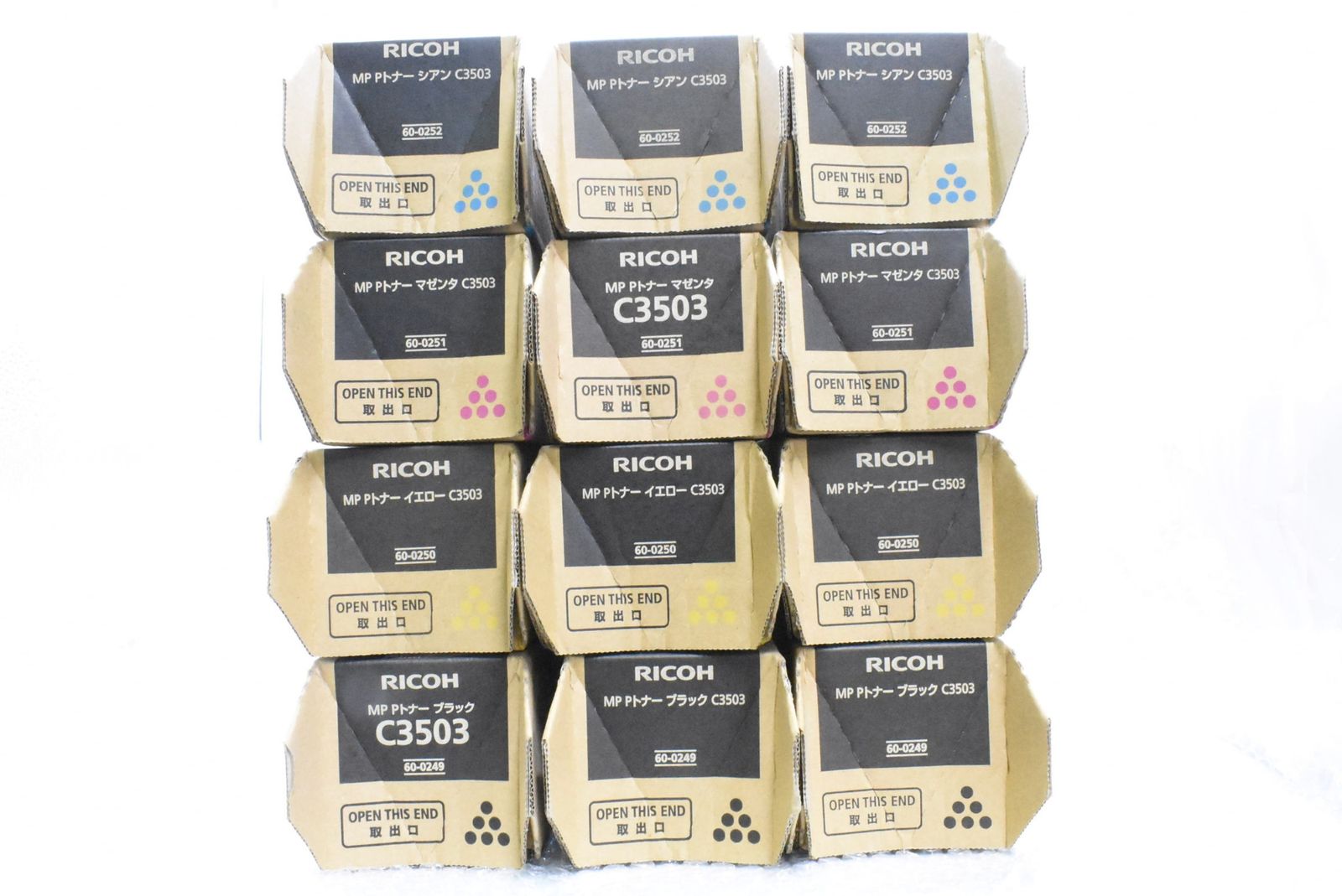 ♥ RICOH 純正 トナー C3503 4色12本 シアン マゼンタ イエロー ブラック×各3 リコー IT5GYGLV5HQO-D-N225-byebye