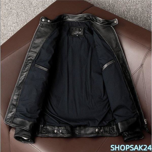ライダースジャケット メンズ シングル 革ジャン レザージャケット 皮ジャン バイク 立ち襟 防風 ブルゾン B系 秋冬 冬服687
