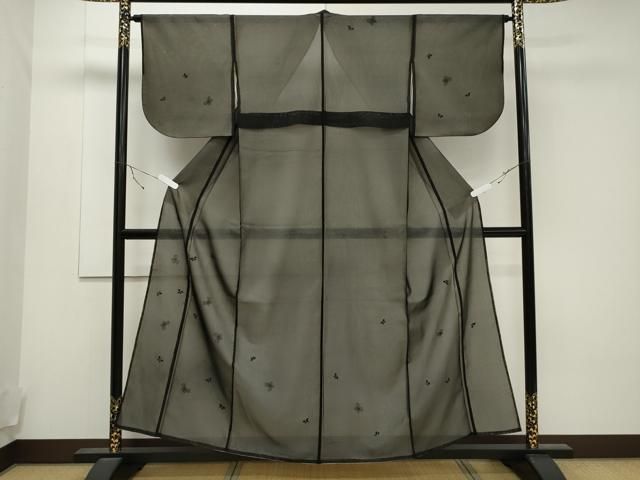 平和屋着物▽訪問着　無双　紗袷　紗×絽　舞蝶文　黒地　正絹　逸品　CAAT9522dy 平和屋着物▽訪問着 無双 紗袷 紗×絽 舞蝶文 黒地 正絹 逸品