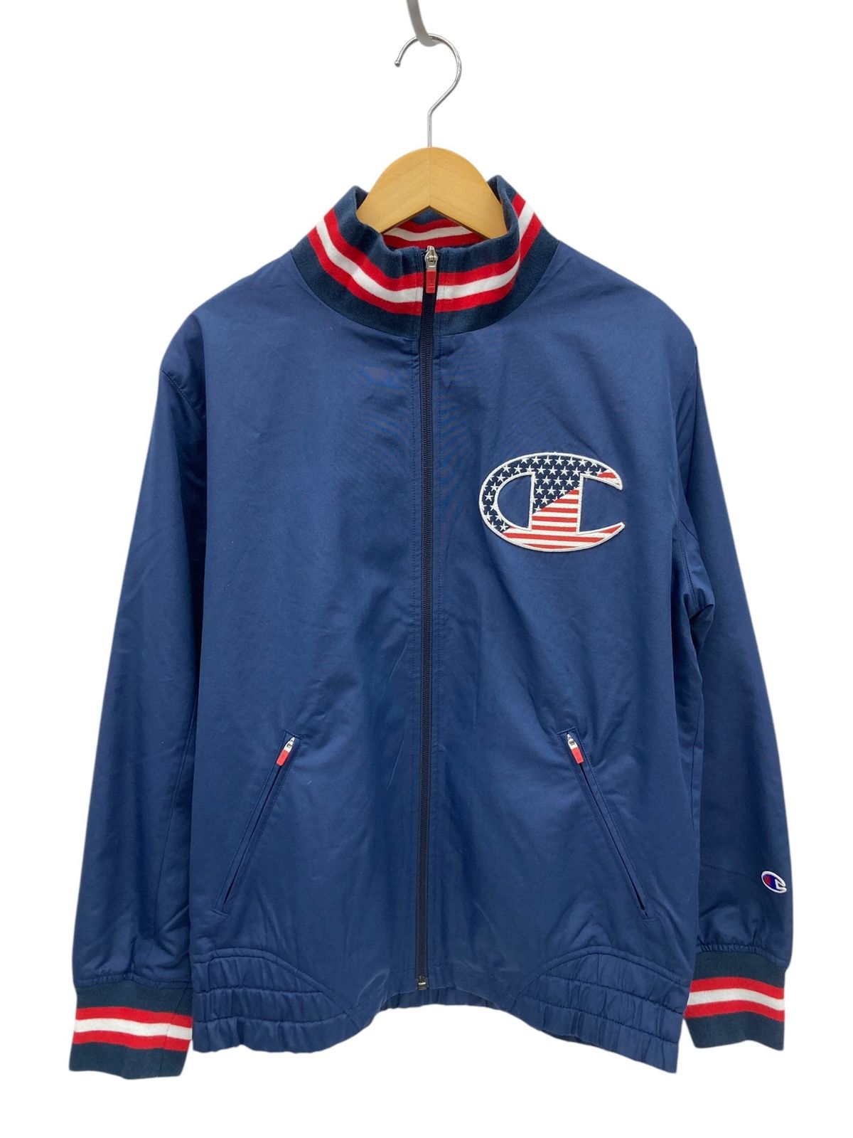 チャンピオンゴルフ ジャケット L スタジアム ブルー系 USA ロゴ 中綿