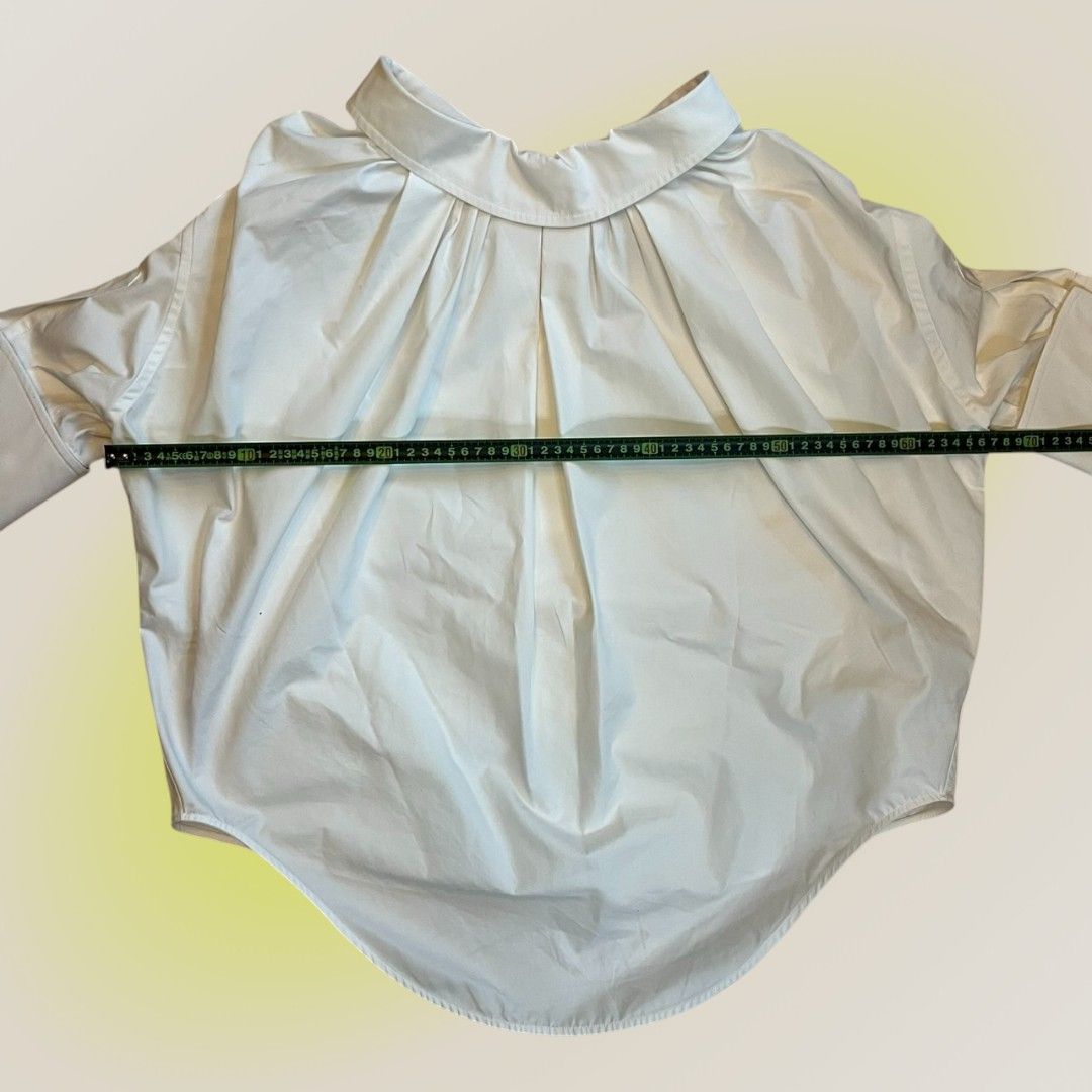  グッチ GUCCI コットン シャツ 半袖 レディース 38 ホワイト ロゴ刺繍入り イタリア製 着丈66 身幅66 袖丈28 半袖 シャツ ブラウス