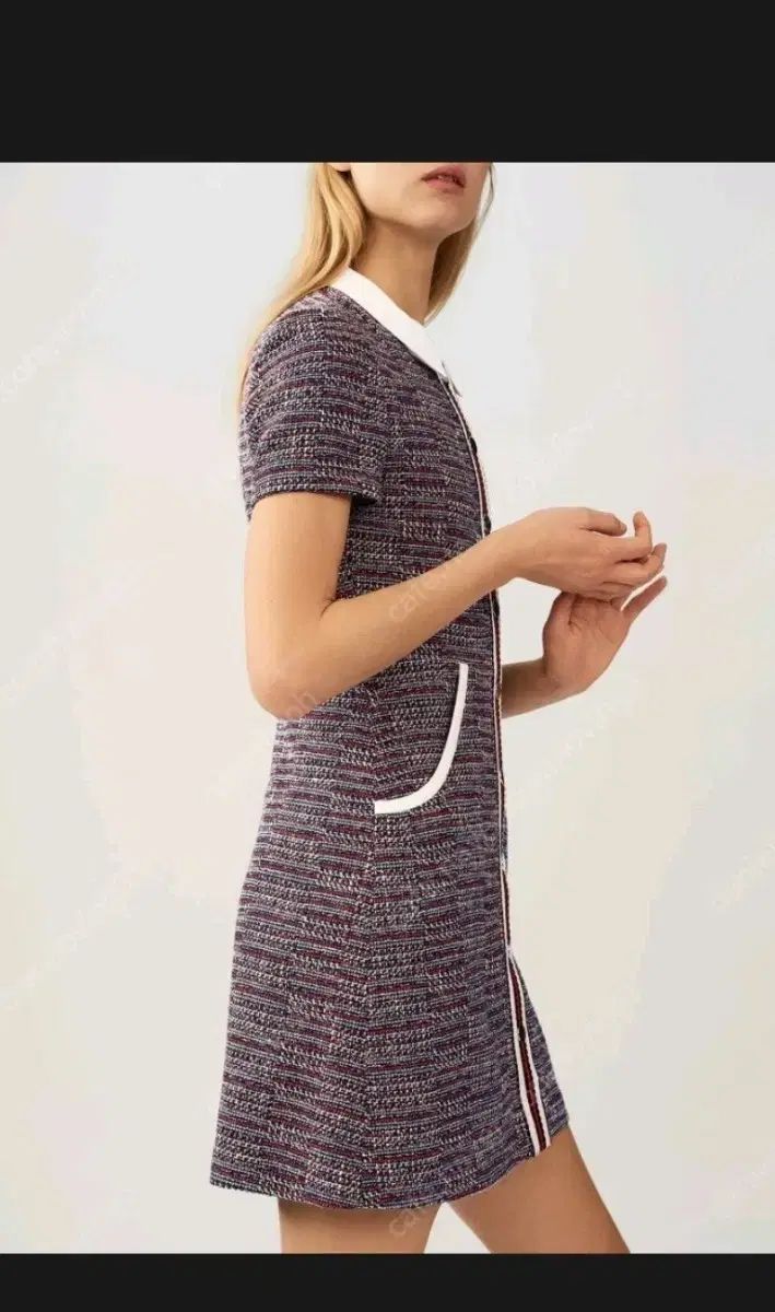maje マージュ ツイード 半袖 ミニ ワンピース 36