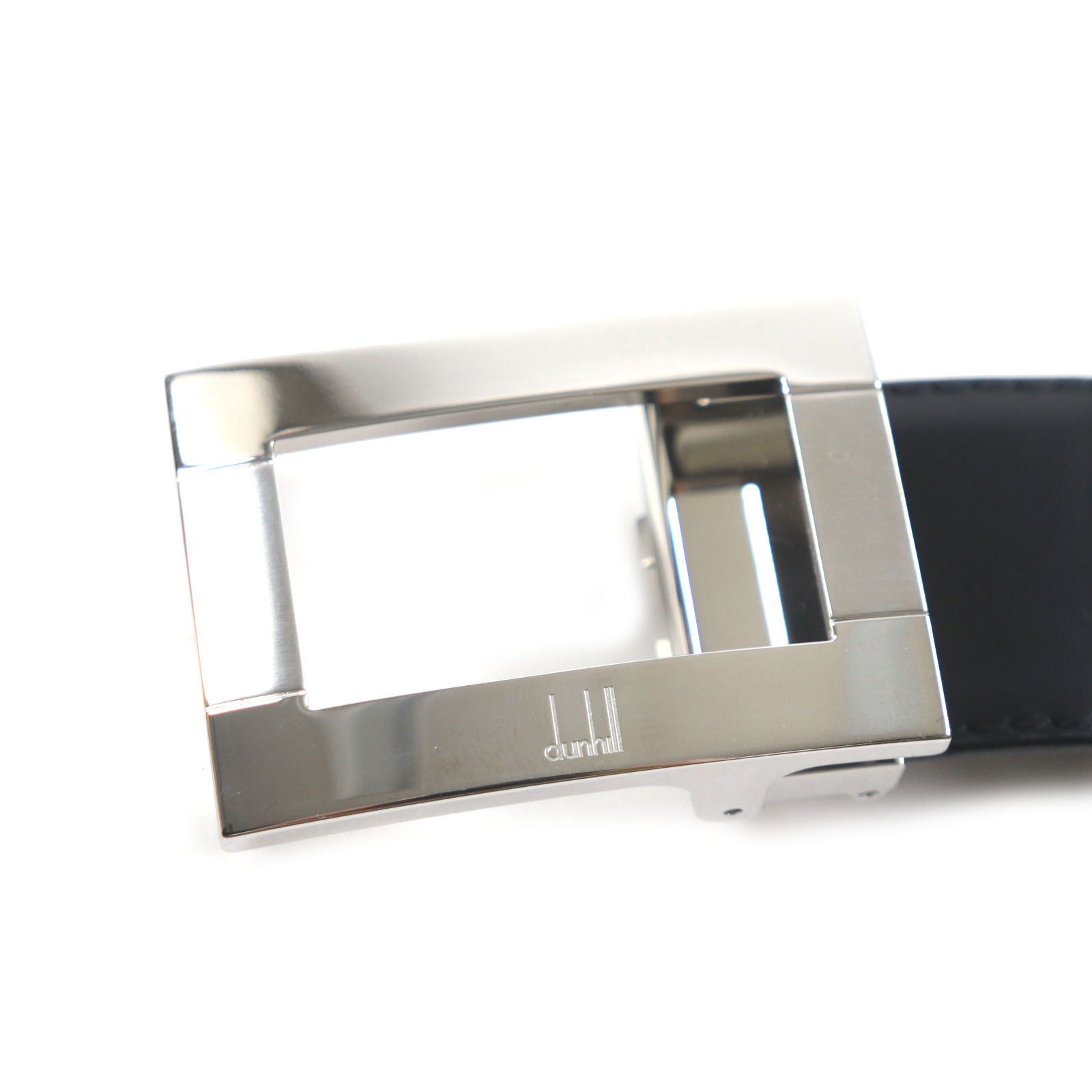 dunhill　ダンヒル　Dロゴバックル　レザーベルト　シルバー　箱・保存袋付 dunhill ダンヒル Dロゴバックル レザーベルト シルバー 箱