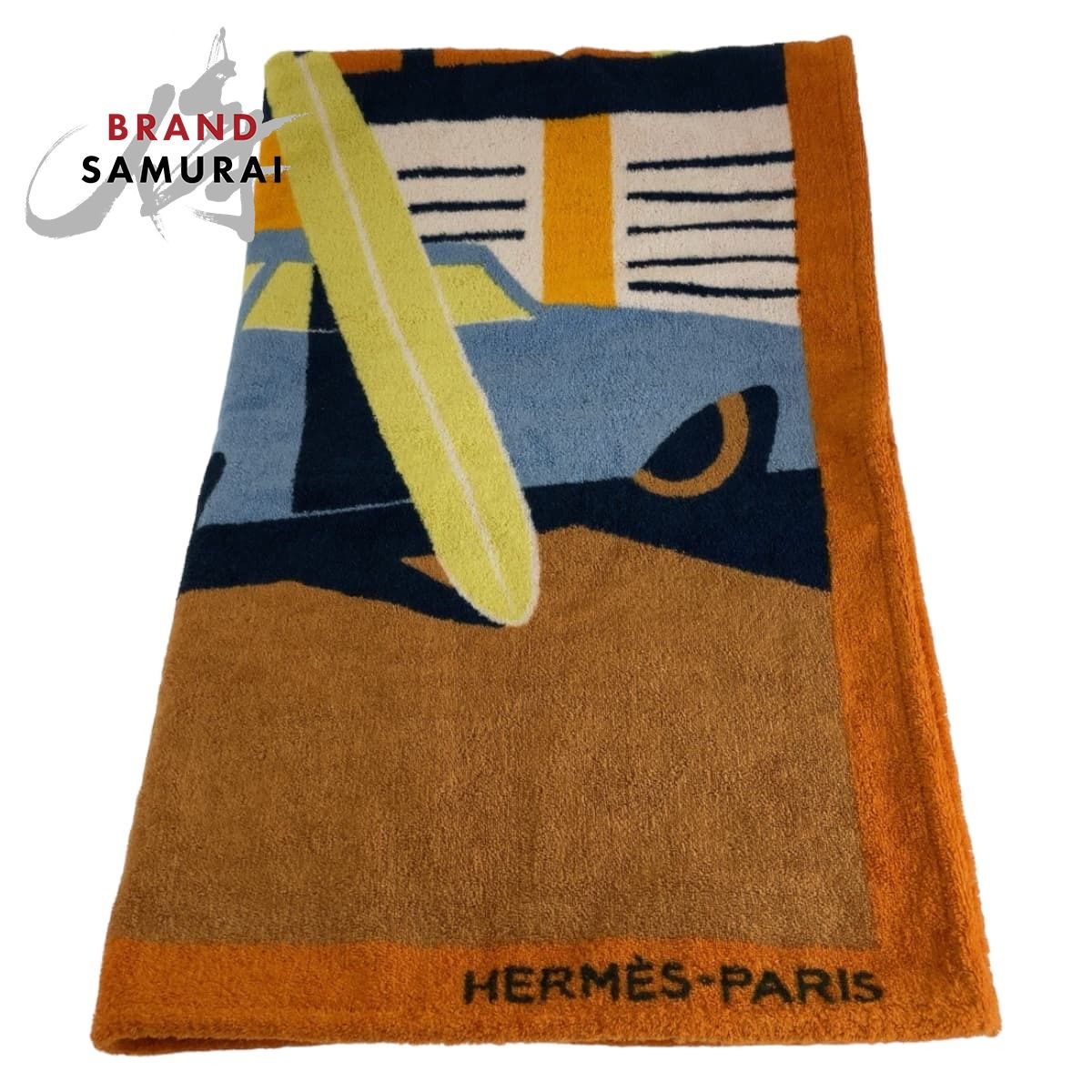 HERMES エルメス アプレ ラ ヴァーグ ビーチタオル オレンジ マルチ コットン ビーチタオル レディース 406473