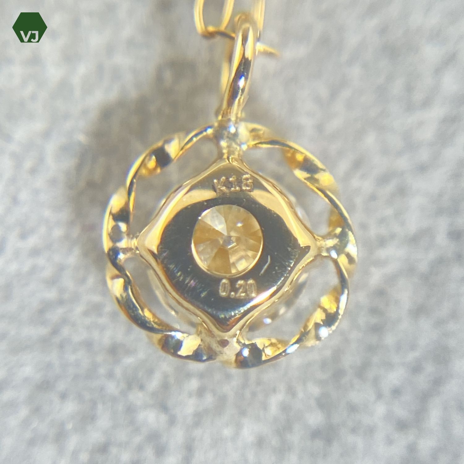 31-22】一粒ダイヤモンド ネックレス D0.20ct【中古】【K18YG】【40cm 